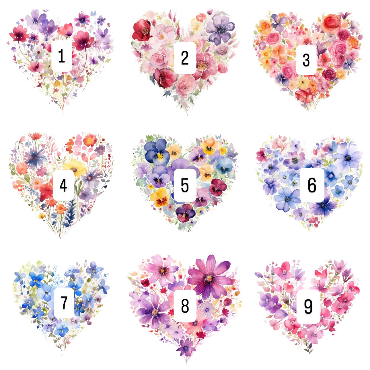 Floral hearts (9 options)