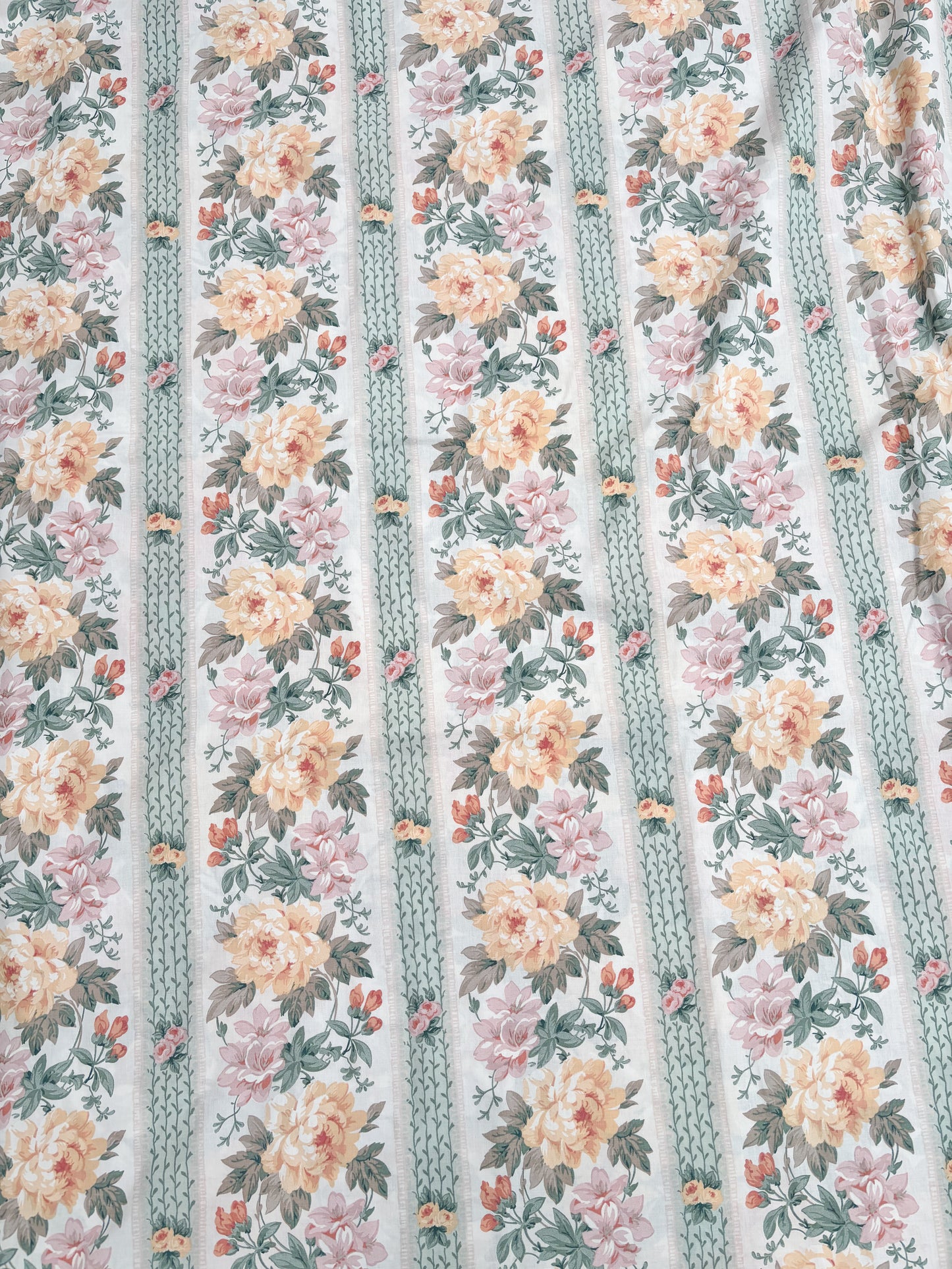 Peach & green floral stripe