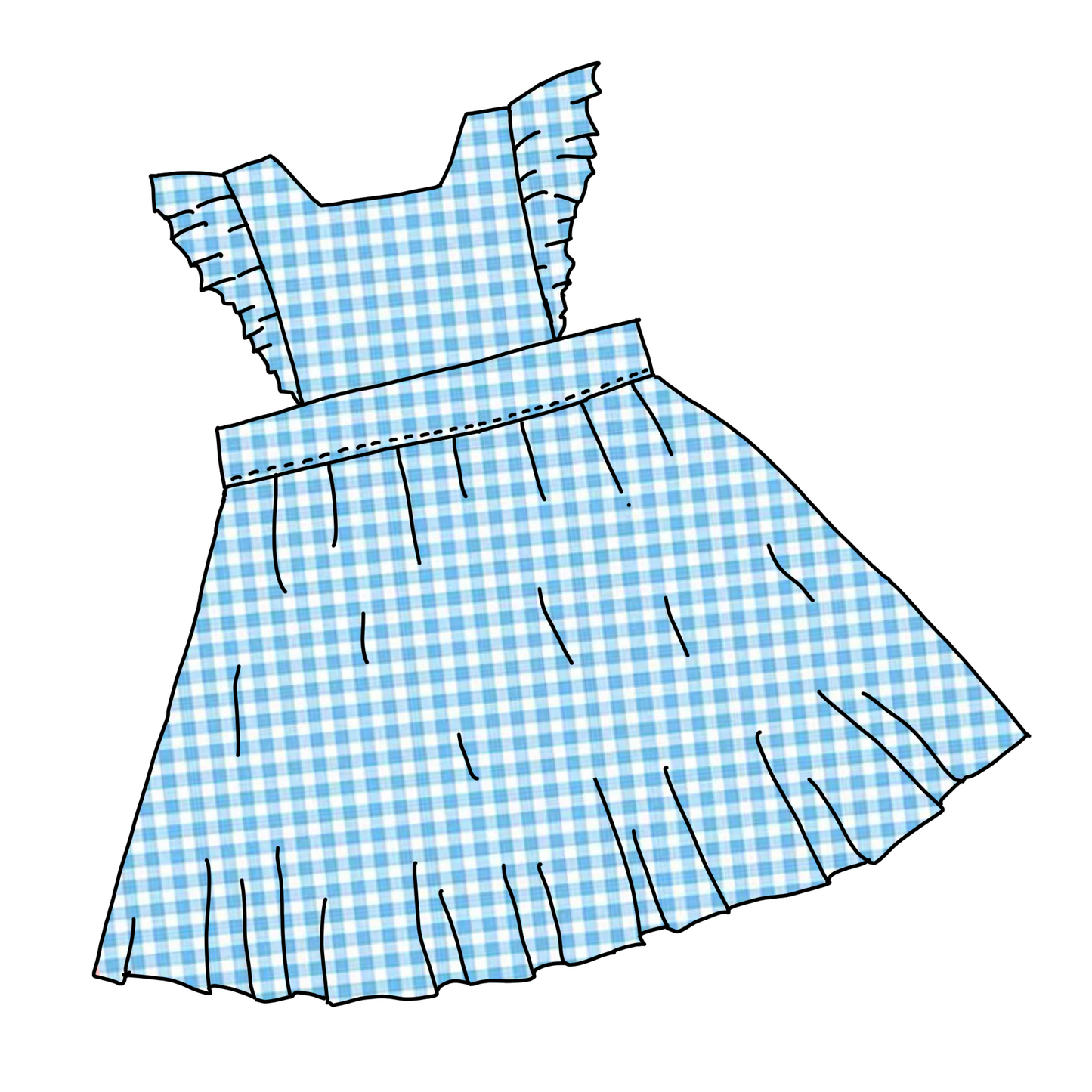 Shoulder ruffle school pinafore