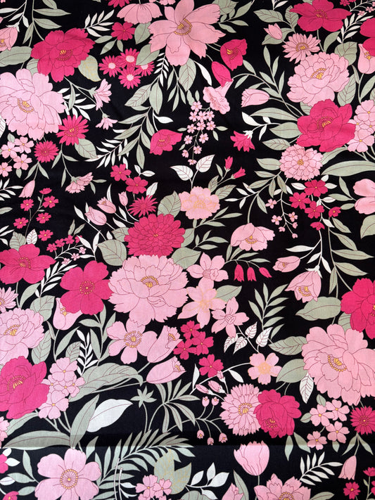 Pink & black floral
