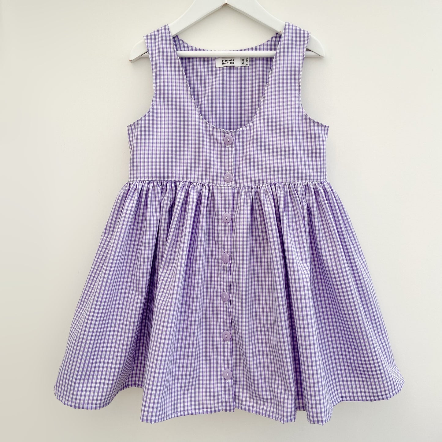 Button front gingham school pinafore
