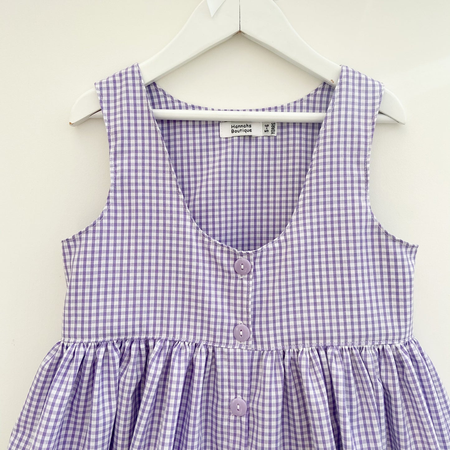 Button front gingham school pinafore