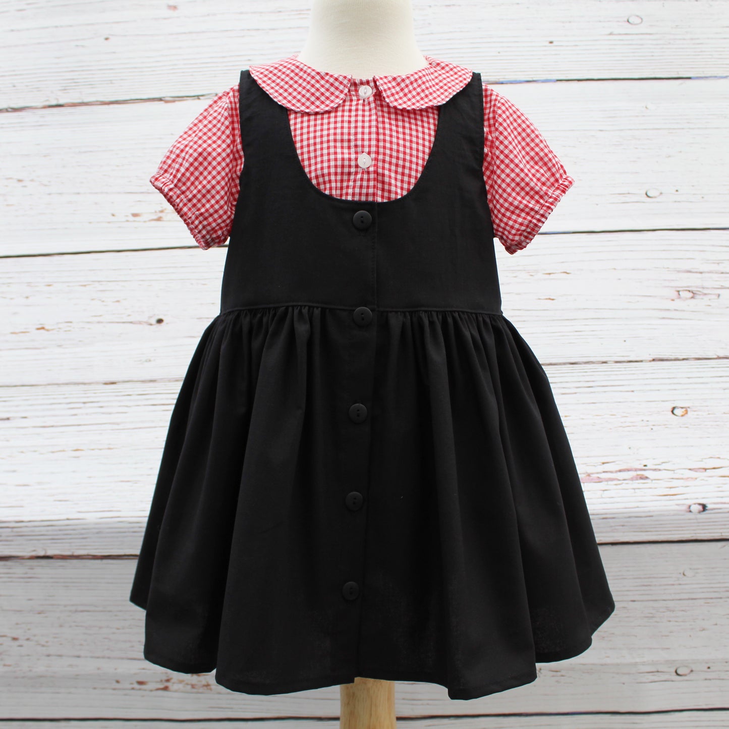 Button front plain school pinafore