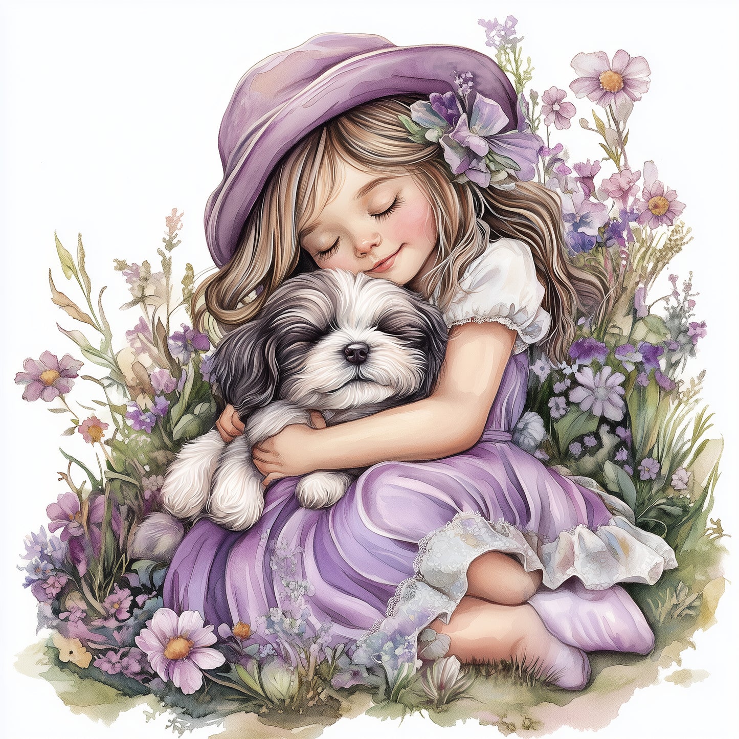 Girl & puppy (9 options)