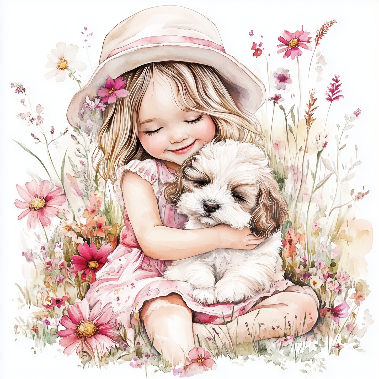 Girl & puppy (9 options)