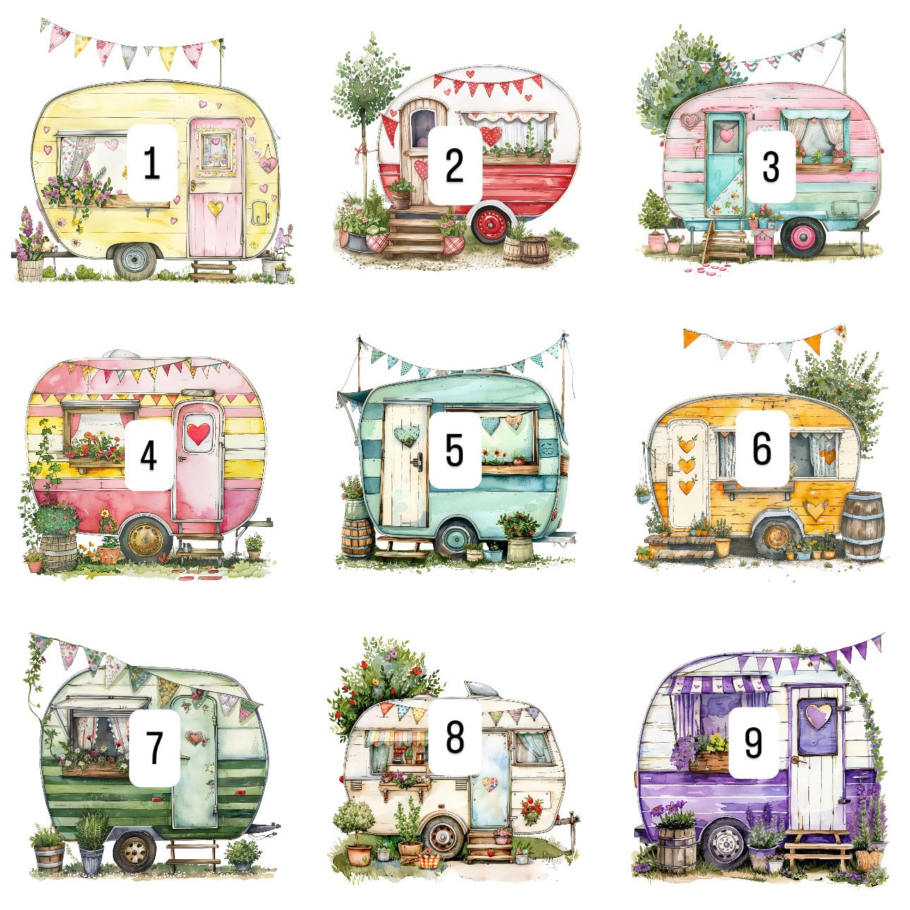Pastel Camper Vans (9 options)