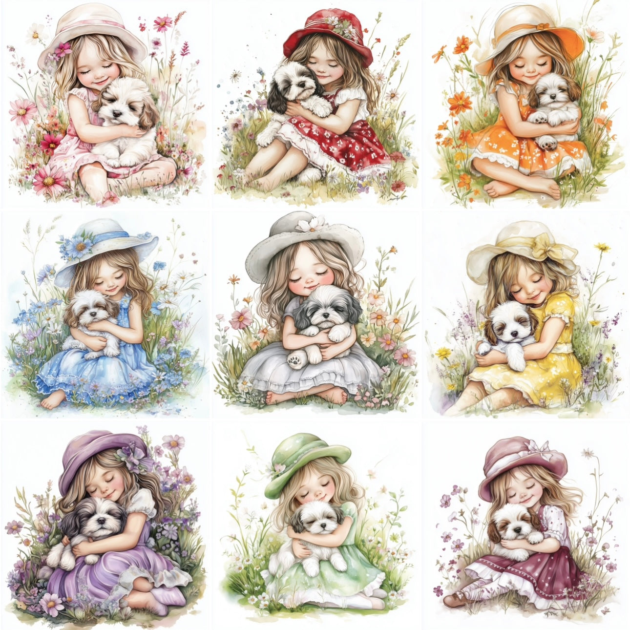 Girl & puppy (9 options)