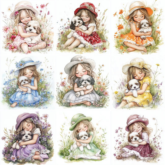 Girl & puppy (9 options)