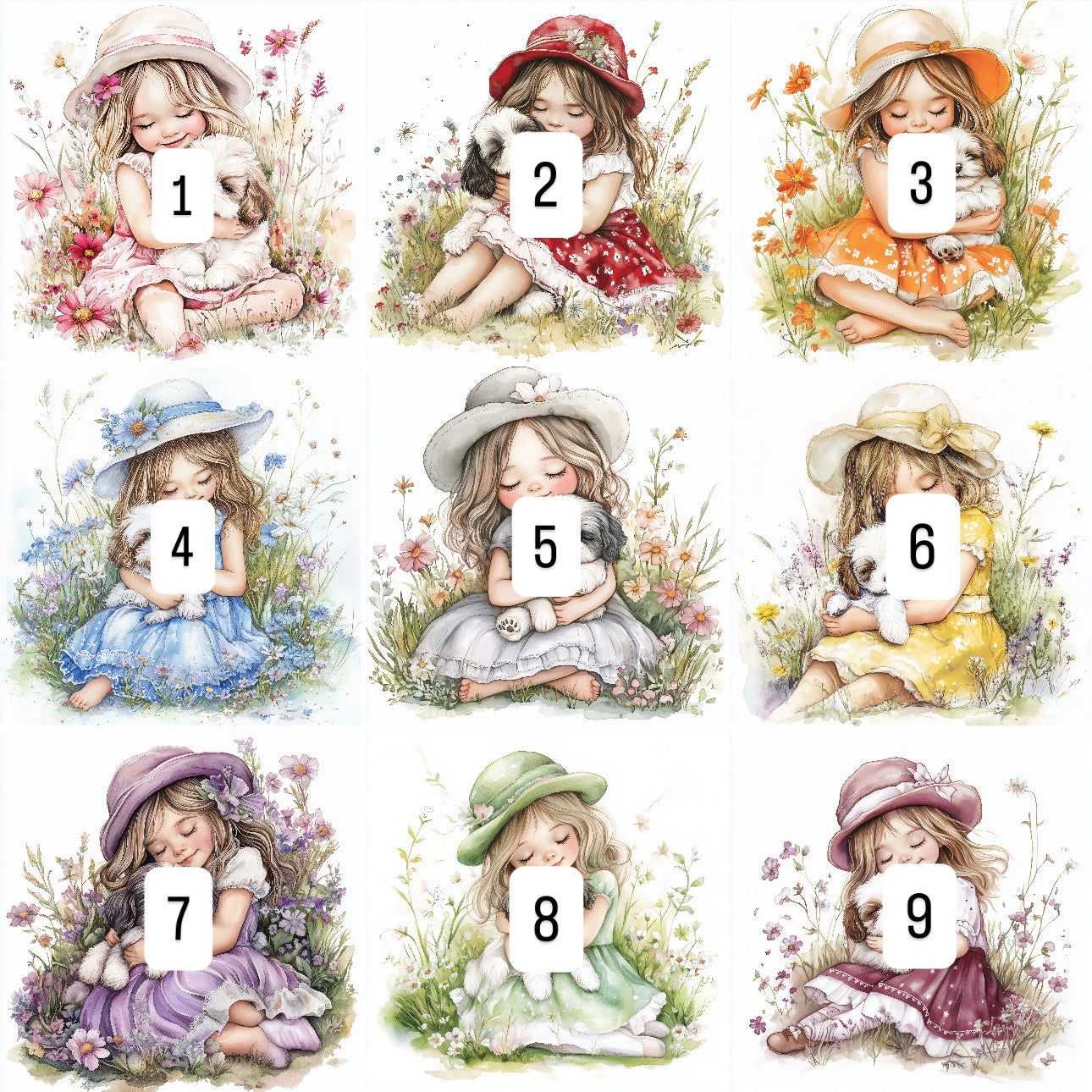 Girl & puppy (9 options)