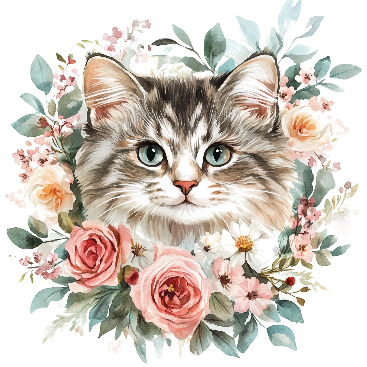 Floral cats (7 options)