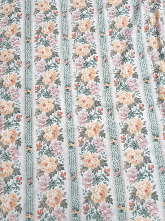Peach & green floral stripe