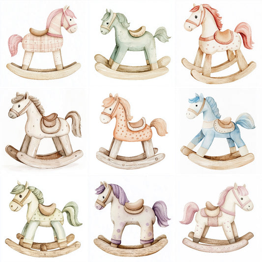 Pastel rocking horses (9 options)