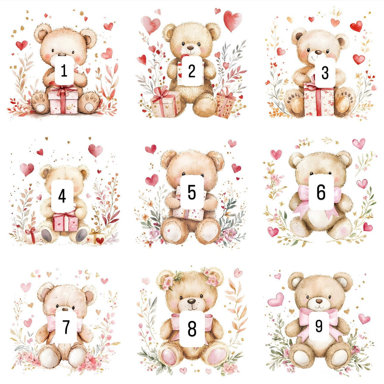 Valentines bears (9 options)