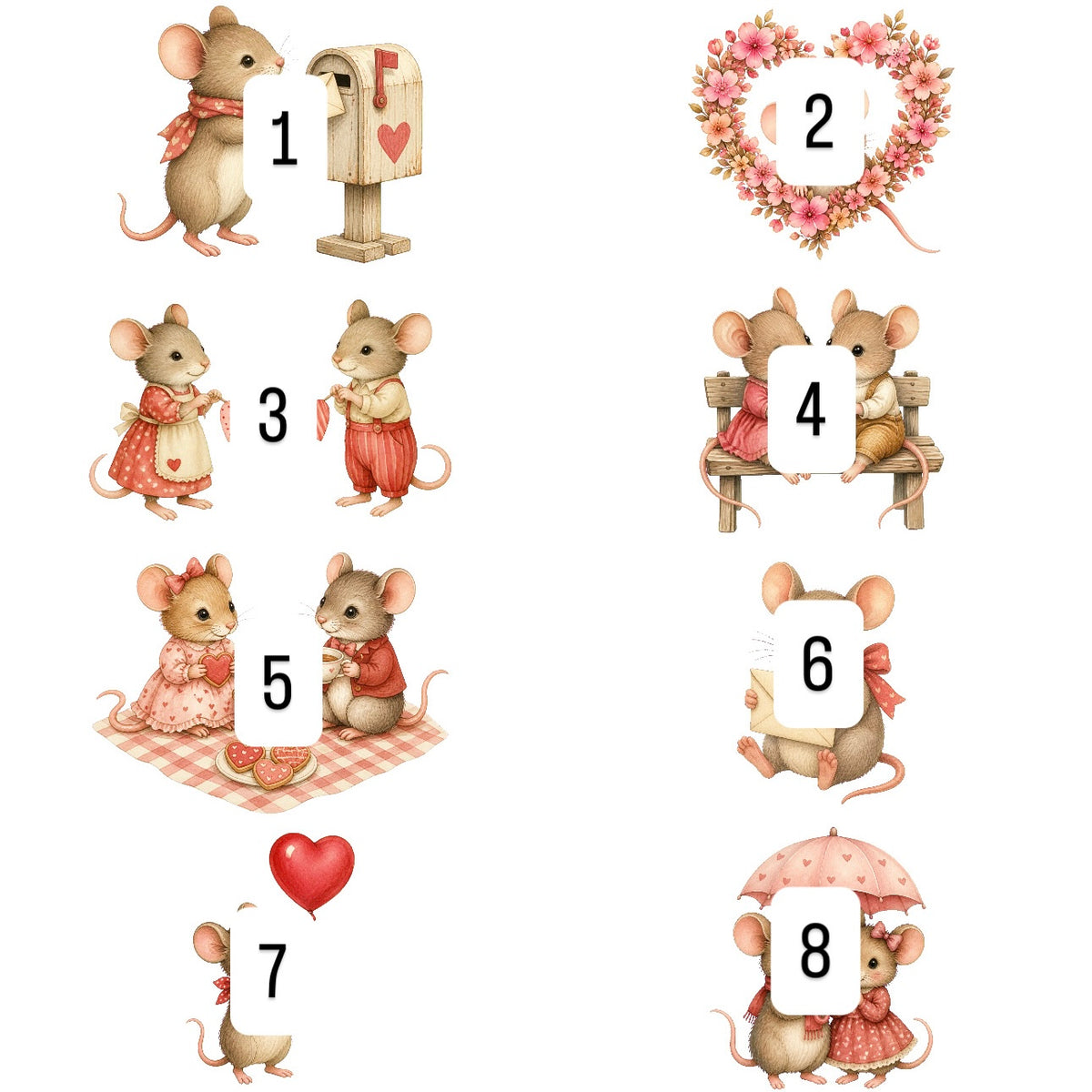 Valentines mice (8 options)