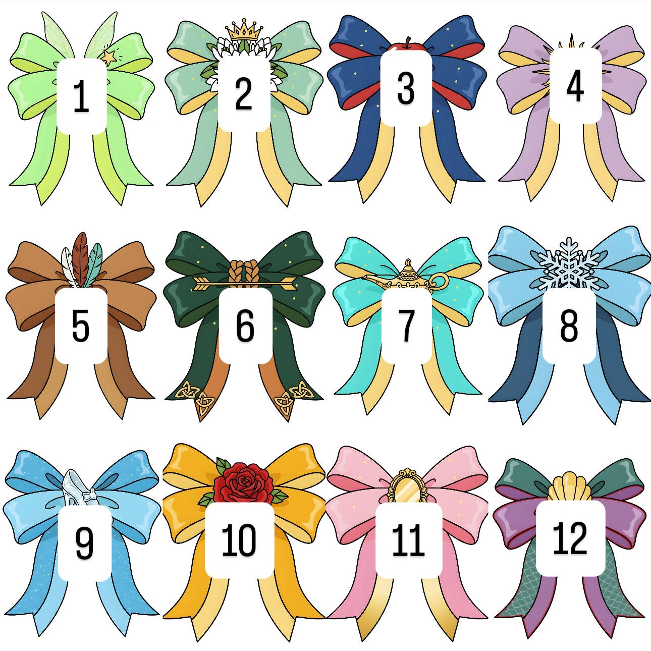 Princess bows (12 options)