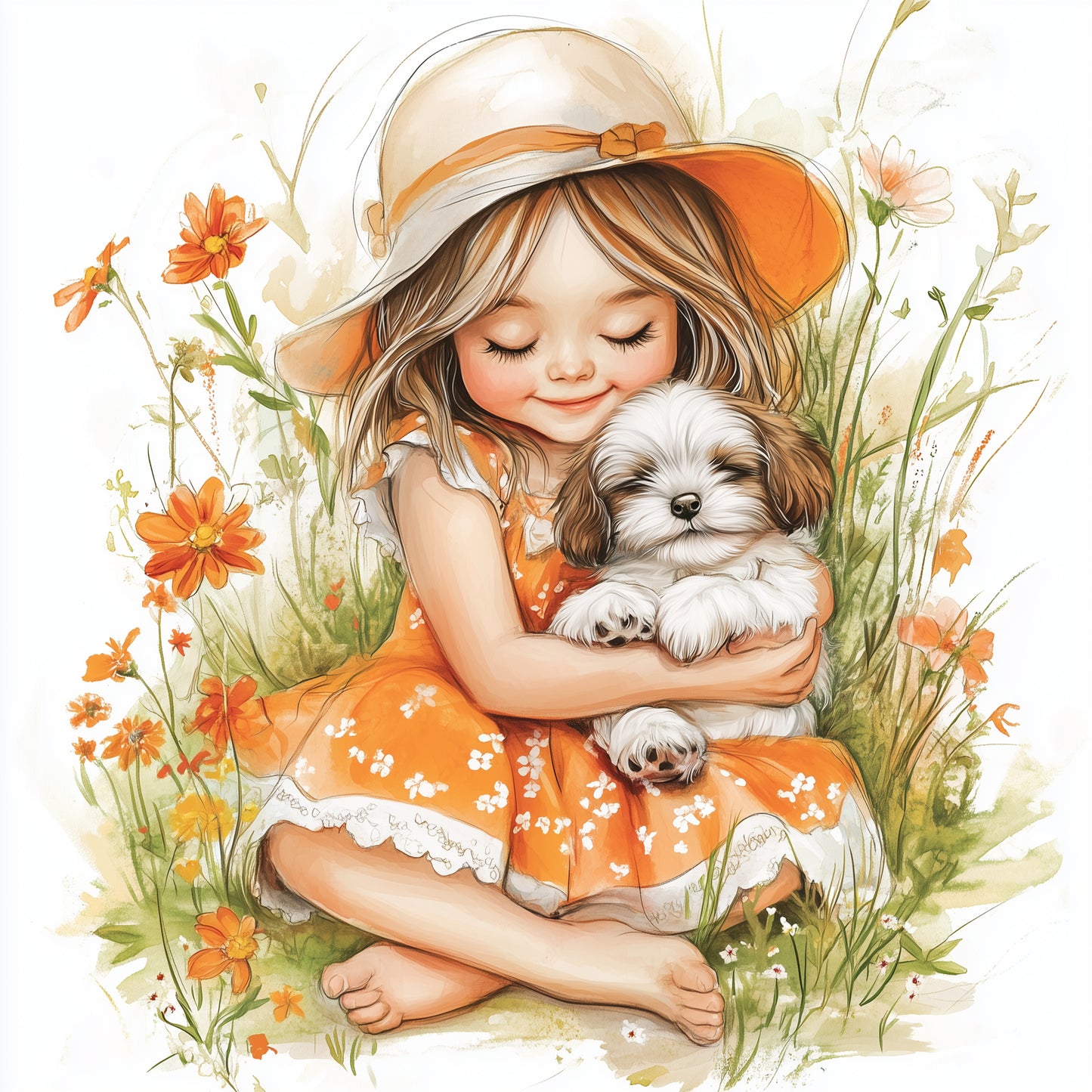 Girl & puppy (9 options)