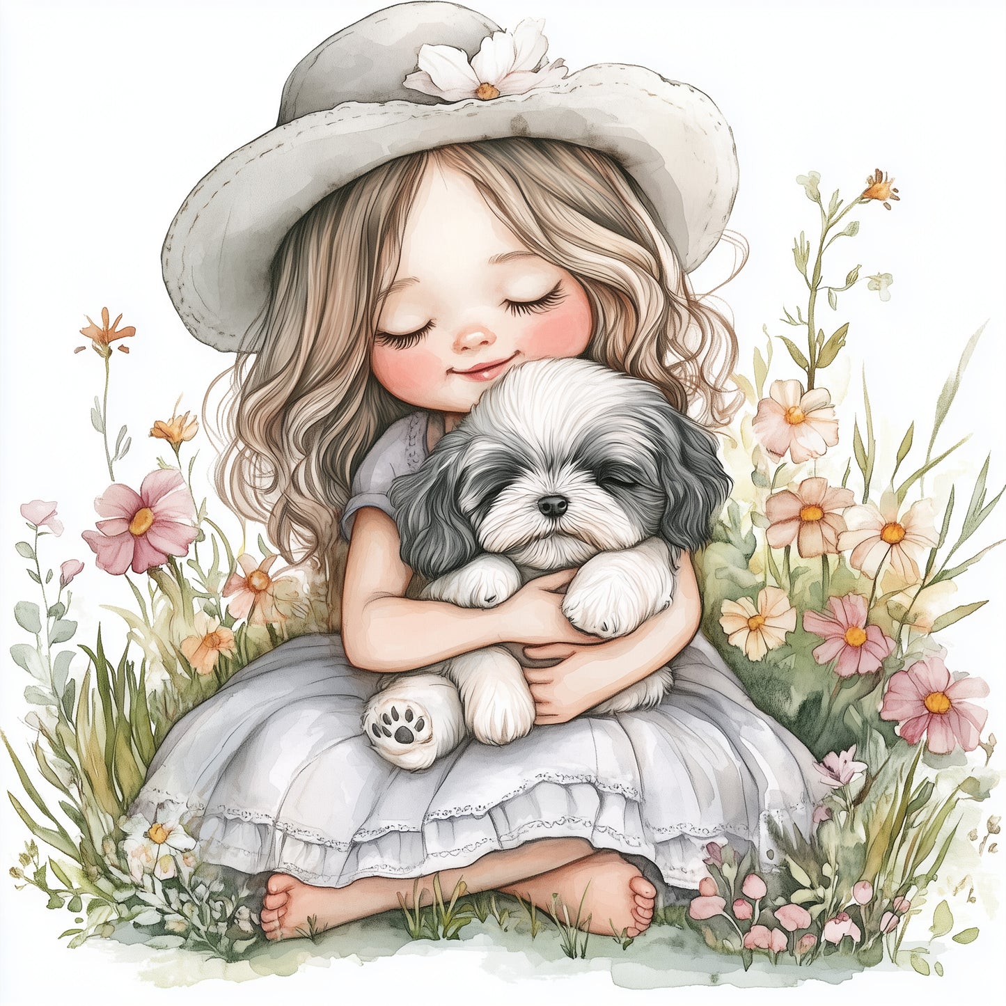 Girl & puppy (9 options)