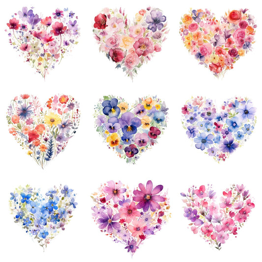 Floral hearts (9 options)