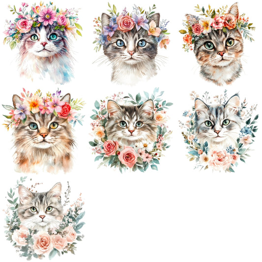 Floral cats (7 options)