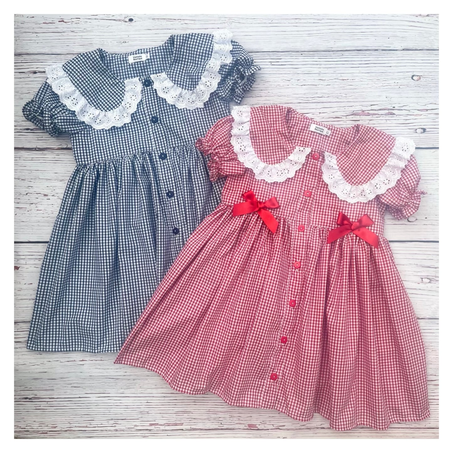 Button Front Anglais Collar School Dress (colour options) MADE TO ORDER
