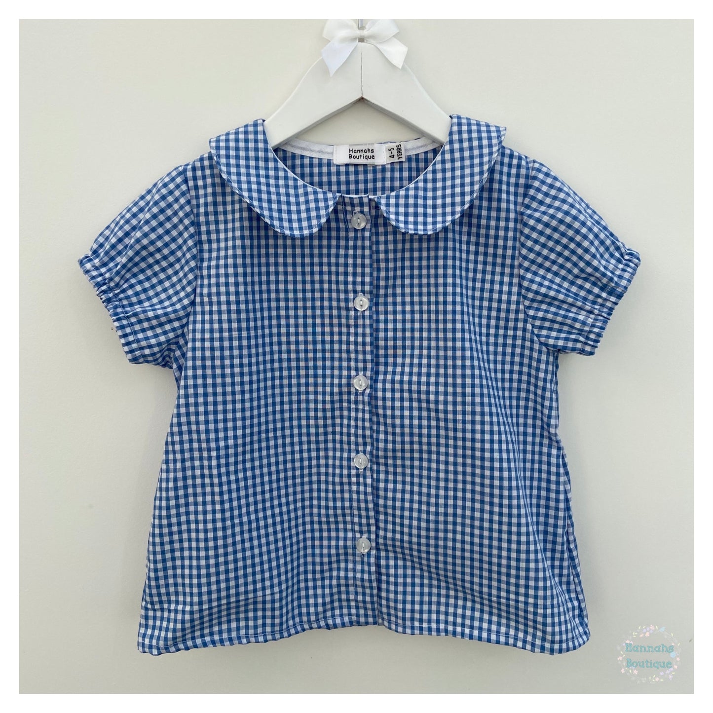 Peter Pan Collar Gingham School Blouse (colour options) MADE TO ORDER