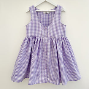 Button Front Gingham School Pinafore (colour options) MADE TO ORDER