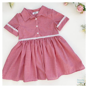 Button Front Collar School Dress (colour options) MADE TO ORDER